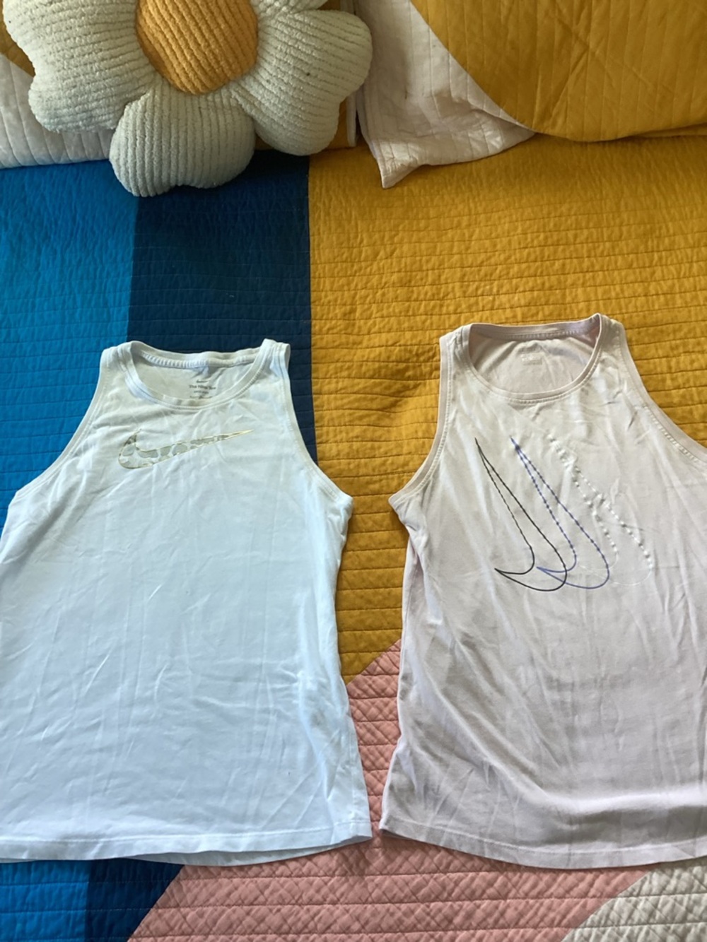 Nike White Tank Top with Grey Swoosh Print